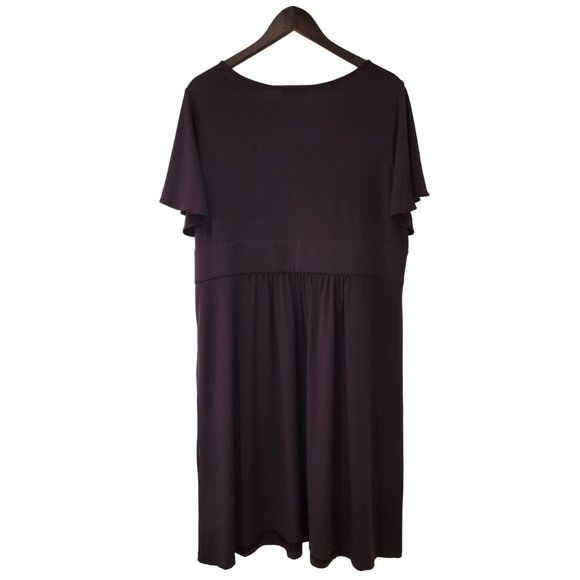 Calvin Klein Purple Stretch Embellished Surplice Neck Flutter Sleeve Dress Sz 1X - Picture 2 of 7